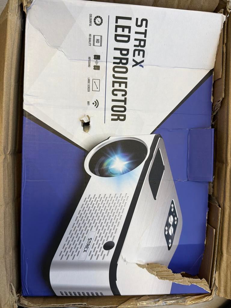 STREX LED Projector - HD Kwaliteit, WiFi, Hifi Geluid, Audio, Tv en Foto, Beamers, Ophalen, Zo goed als nieuw, LED, HD (720)