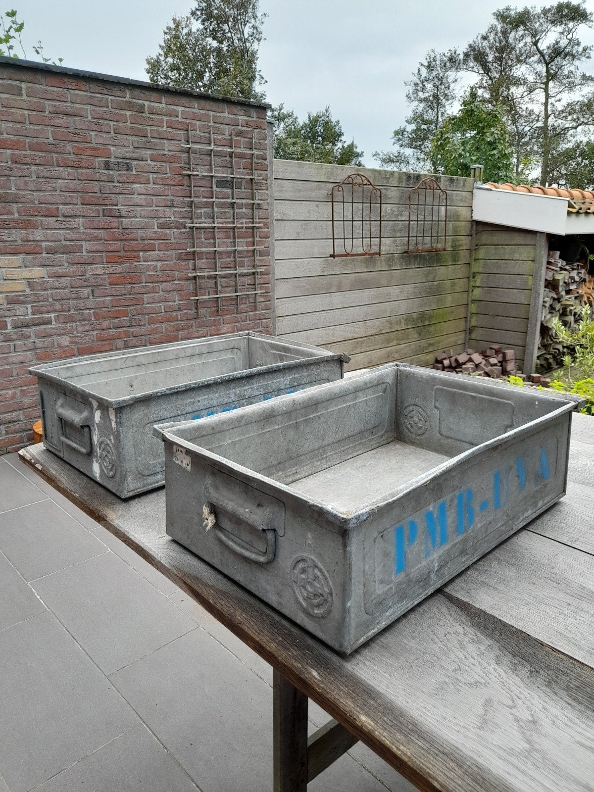 Plantenbak grijpbak plantenpot balkonbak kruidenbak vintage, Tuin en Terras, Bloembakken en Plantenbakken, Ophalen, Gebruikt, Minder dan 30 cm