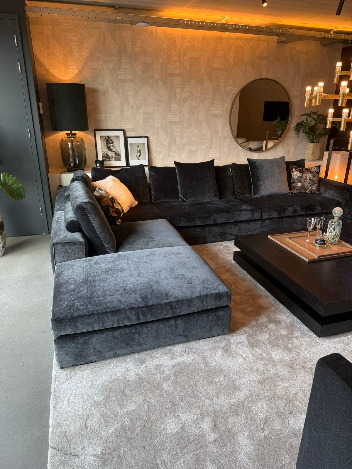Hoekbank Gordon van Marac in charcoal velvet, Ophalen of Verzenden, Nieuw, Stof, Modern
