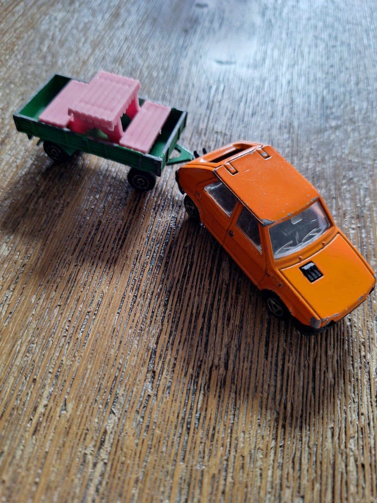 Majorette Fiat Ritmo vintage met aanhanger, Verzenden, Gebruikt