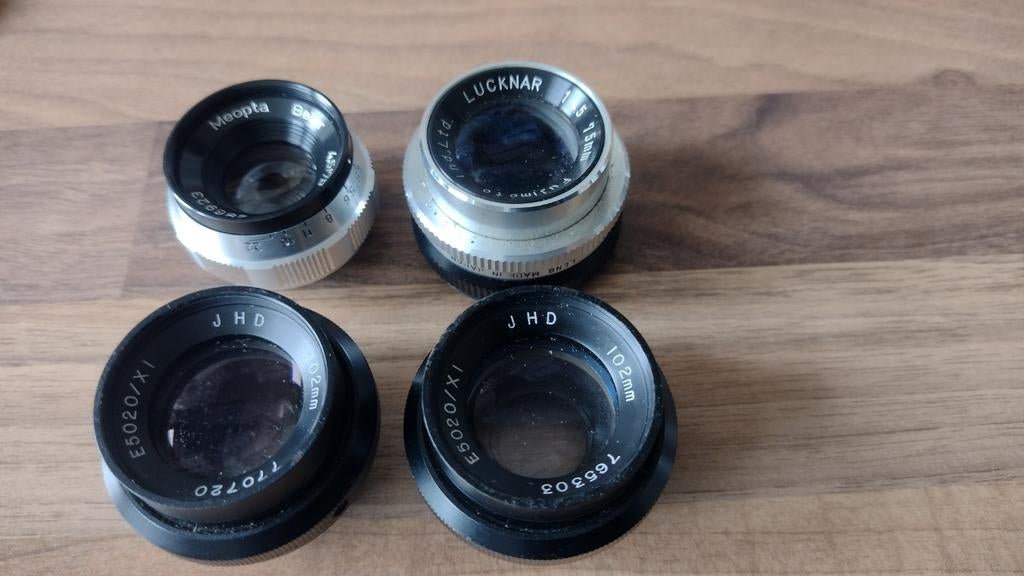 Vier diverse lenzen: Meopta Belar, Lucknar, JHD, Ophalen of Verzenden