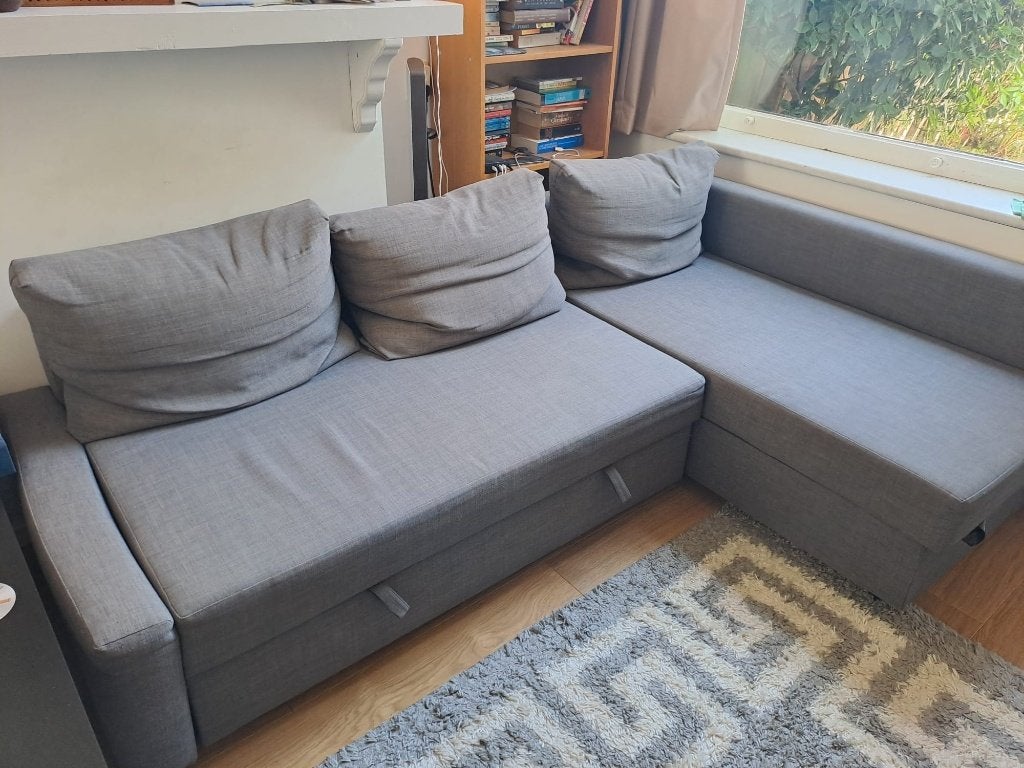 Ikea uitklapbaar (hoek)slaapbank, Ophalen, Gebruikt, Hoekbank, Stof