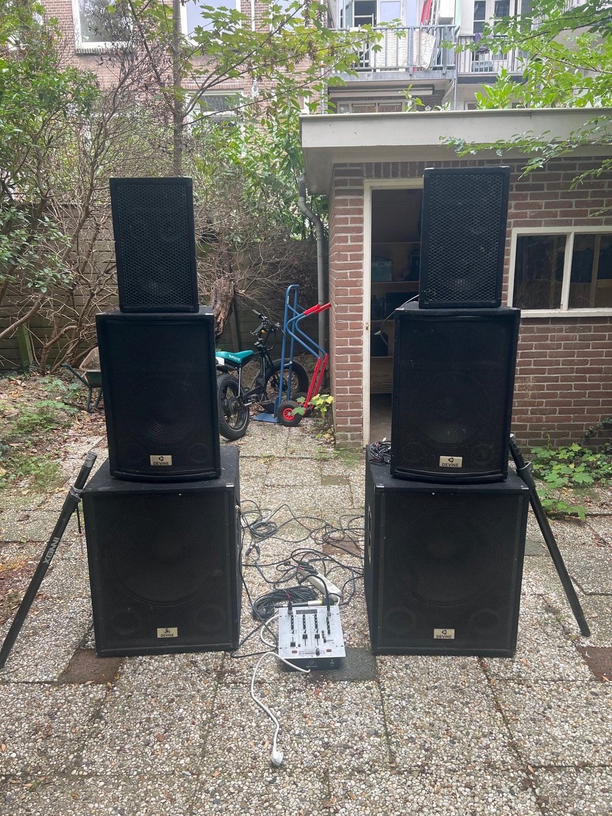 Complete PA geluidsset met mixer en microfoon, Muziek en Instrumenten, Ophalen of Verzenden, Gebruikt, Dj-set, Overige merken