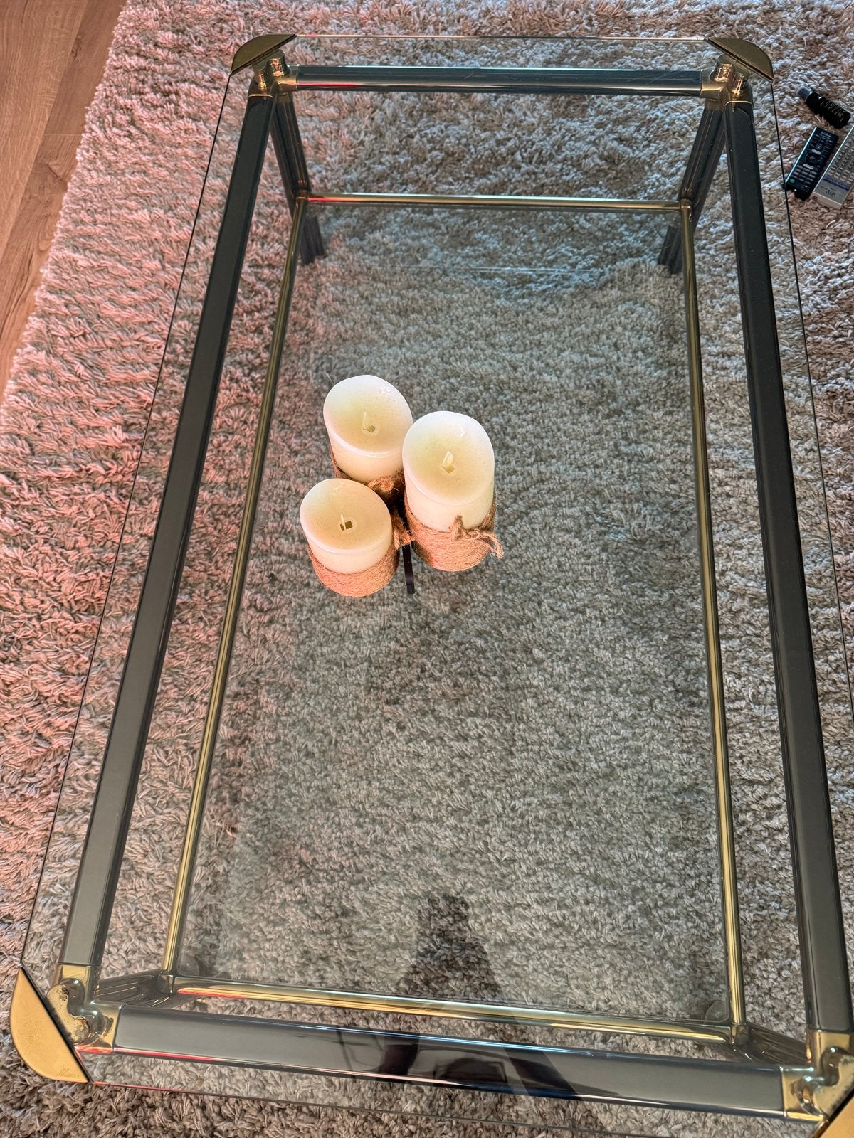 Glazen Salontafel en 2 Bijzettafels  van Mara, Huis en Inrichting, Tafels | Salontafels, Ophalen, Gebruikt, 100 tot 150 cm, 50 tot 100 cm
