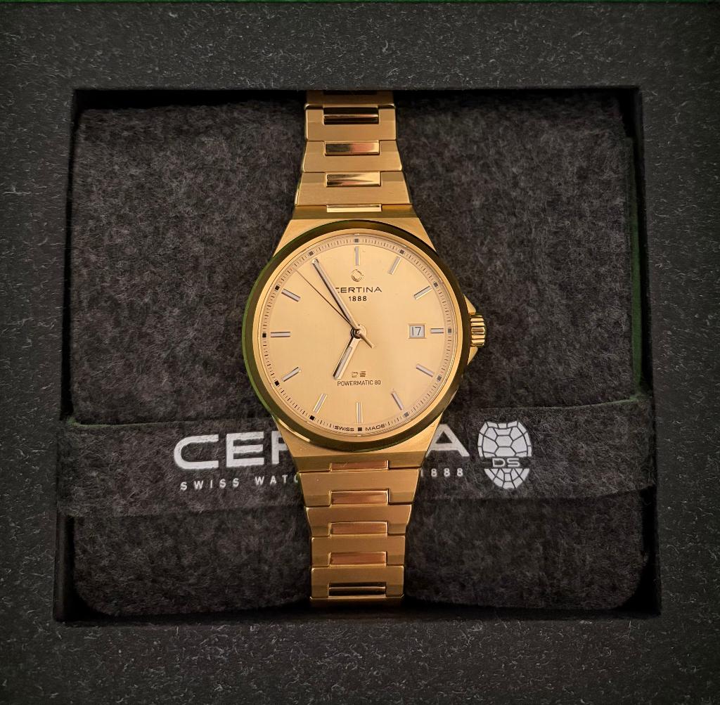 Certina DS-7 Powermatic 80 goud PVD horloge, Overige merken, Staal, Staal, Polshorloge