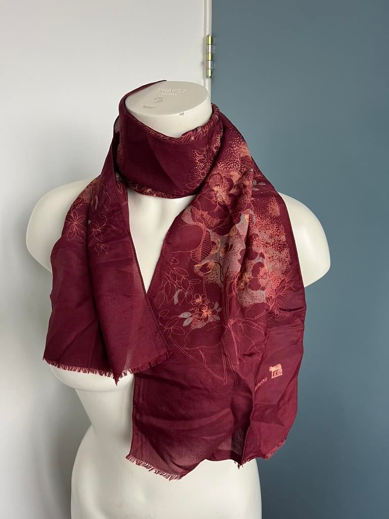 Romano vintage wijnrood dun sjaaltje bloemen, Maat 38/40 (M), Ophalen of Verzenden, Zo goed als nieuw, X