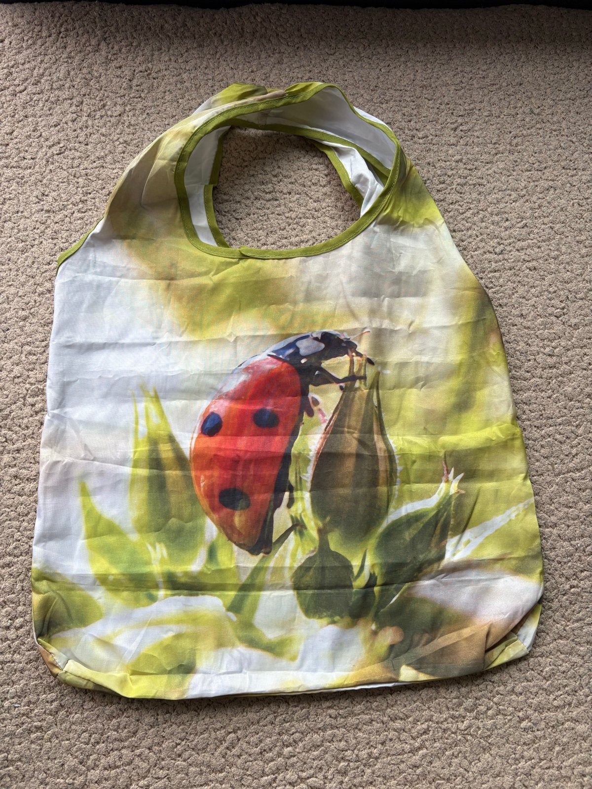 Opvouwbare boodschappentas met lieveheersbeestje, Ophalen of Verzenden, Zo goed als nieuw, Groen, Shopper