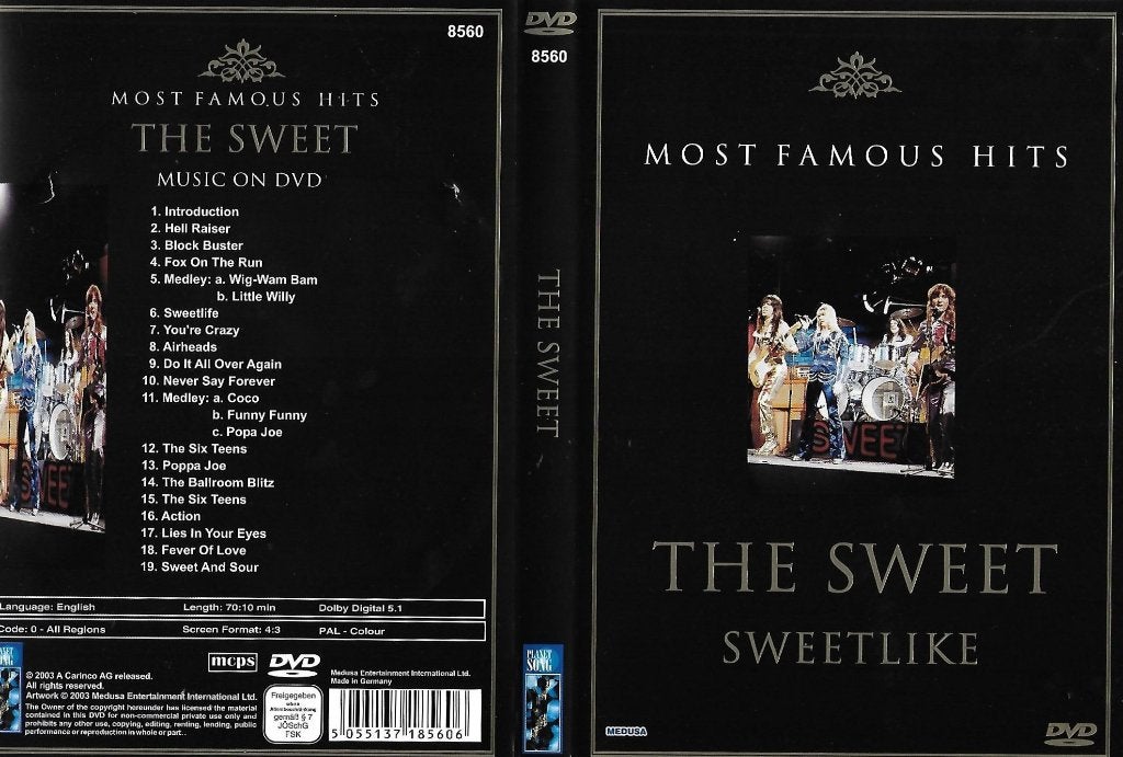 Most Famous Hits The Sweet Sweetlike DVD, Alle leeftijden, Ophalen of Verzenden, Zo goed als nieuw, Concert