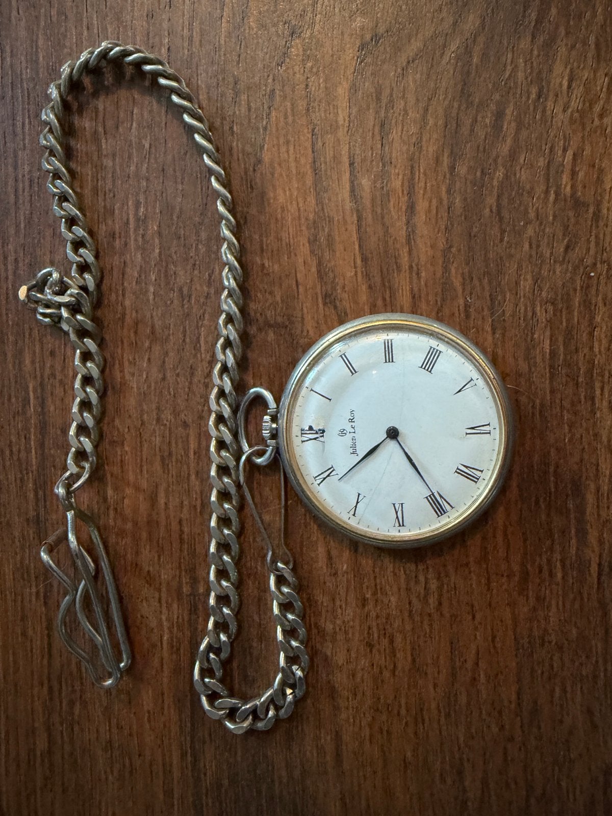 Reproductie zakhorloge Julien le Roy met ketting, Overige merken, Zakhorloge, Met ketting, 1960 of later