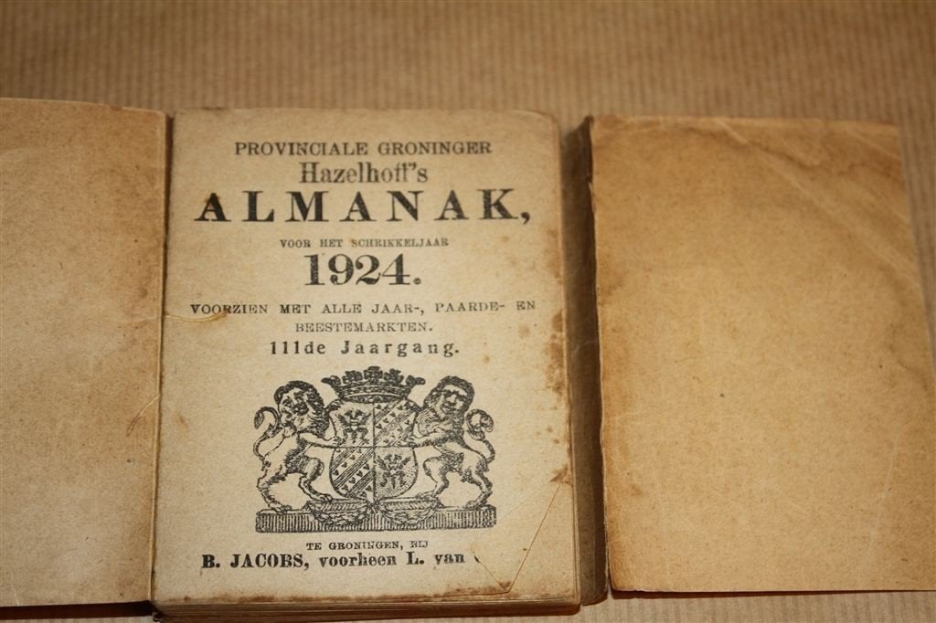 Provinciale Groninger hazelhoff\'s Almanak - 1924 !!, Boeken, Ophalen of Verzenden, Gelezen
