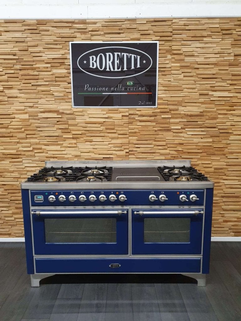Luxe Boretti Majestic 150cm Fornuis konings blauw + afuigkap, Witgoed en Apparatuur, Fornuizen, Niet ingevuld, 60 cm of meer, Niet ingevuld