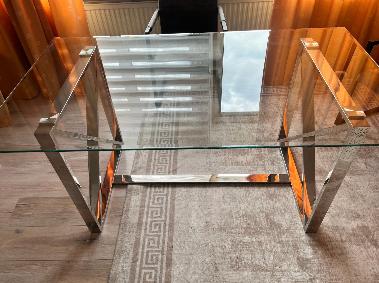 Glazen tafel, Huis en Inrichting, Ophalen, Zilver stijl, 50 tot 100 cm, 150 tot 200 cm