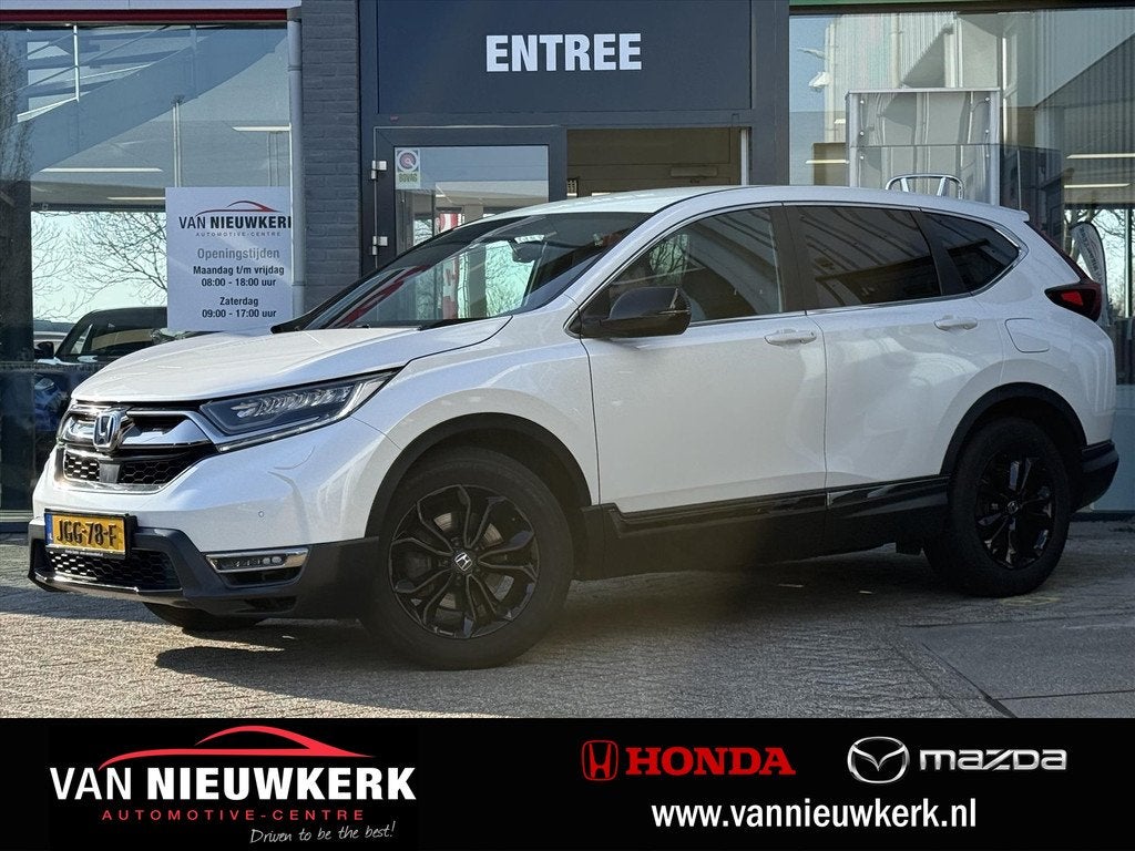 HONDA CR-V 2.0 HYBRID 184pk 2WD BLACK EDITION | Leer, Auto's, Honda, Automaat, 12 maanden, 15 km/l, Gebruikt