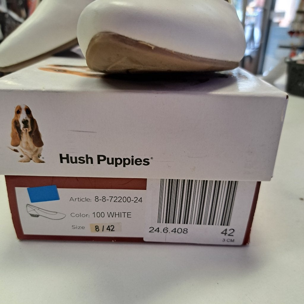 Hush Puppies zacht witte leren pumps lage hak maat 42 48944, Pumps, ., Wit, Ophalen of Verzenden