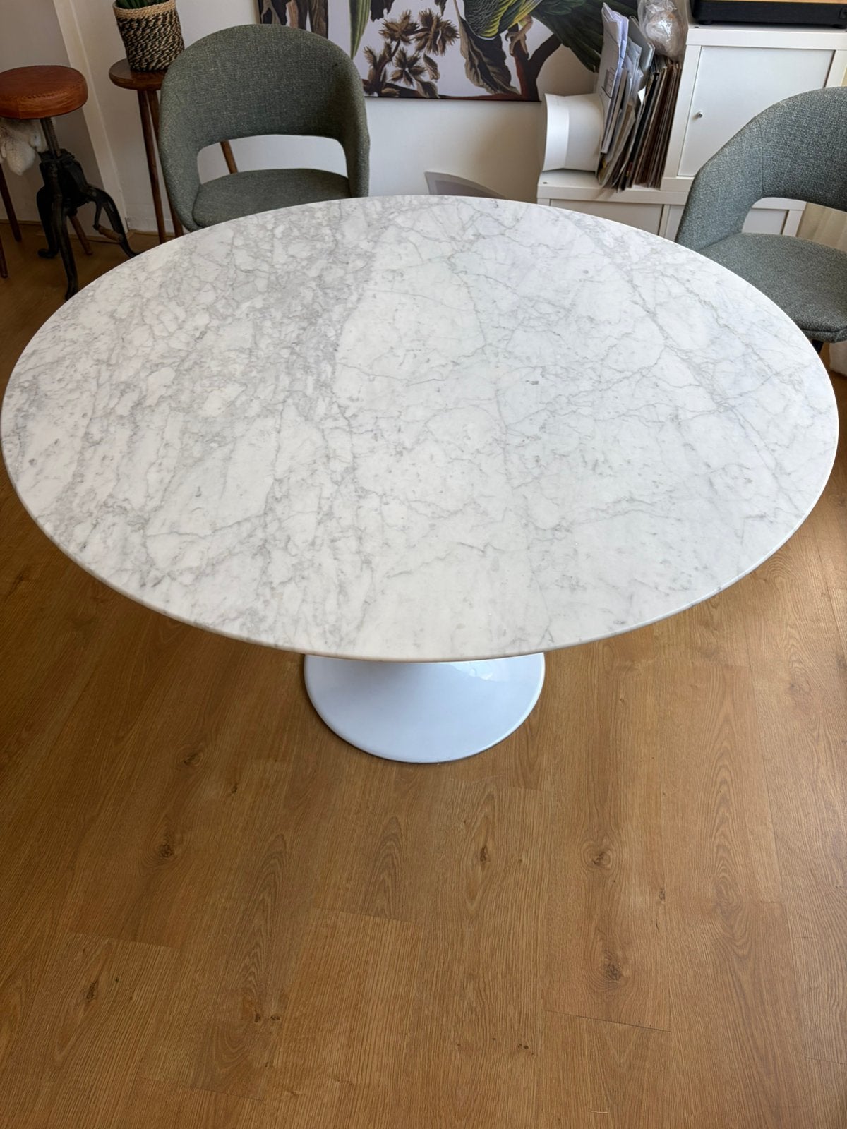 Marmeren Ronde Eettafel - 120cm - Tulip design, Ophalen, Overige materialen, Gebruikt, 100 tot 150 cm
