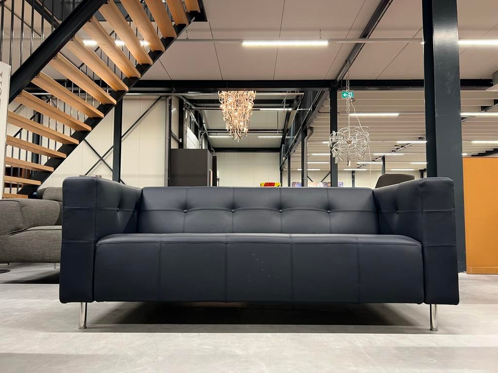 Nieuw Gelderland 6111 Bank 2,5 Zits Donkerblauw leer Design, Ophalen of Verzenden, Rechte bank, Minder dan 150 cm, Gelderland