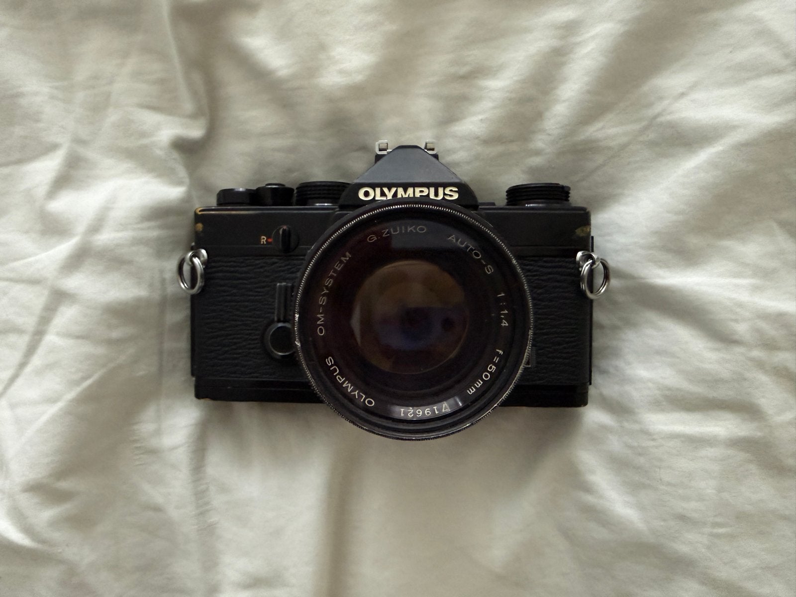 Olympus OM-1N met 50mm f/1.4, Ophalen of Verzenden, Gebruikt, Spiegelreflex, Olympus