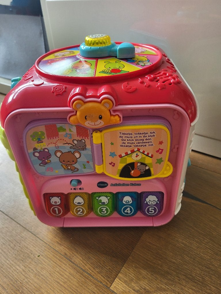 Vtech activiteiten kubus roze, Kinderen en Baby's, Ophalen, Zo goed als nieuw, 6 maanden tot 2 jaar