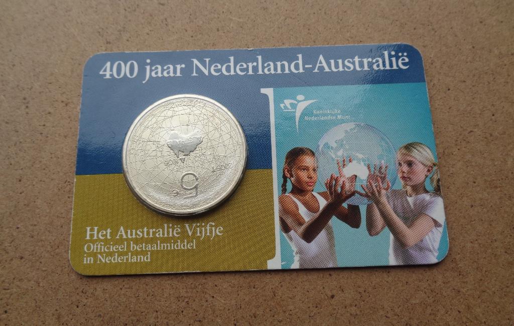 zilveren 5 euro munt 400 jaar Nederland/Australie [101], Verzenden, Koningin Beatrix, Zilver, Euro's