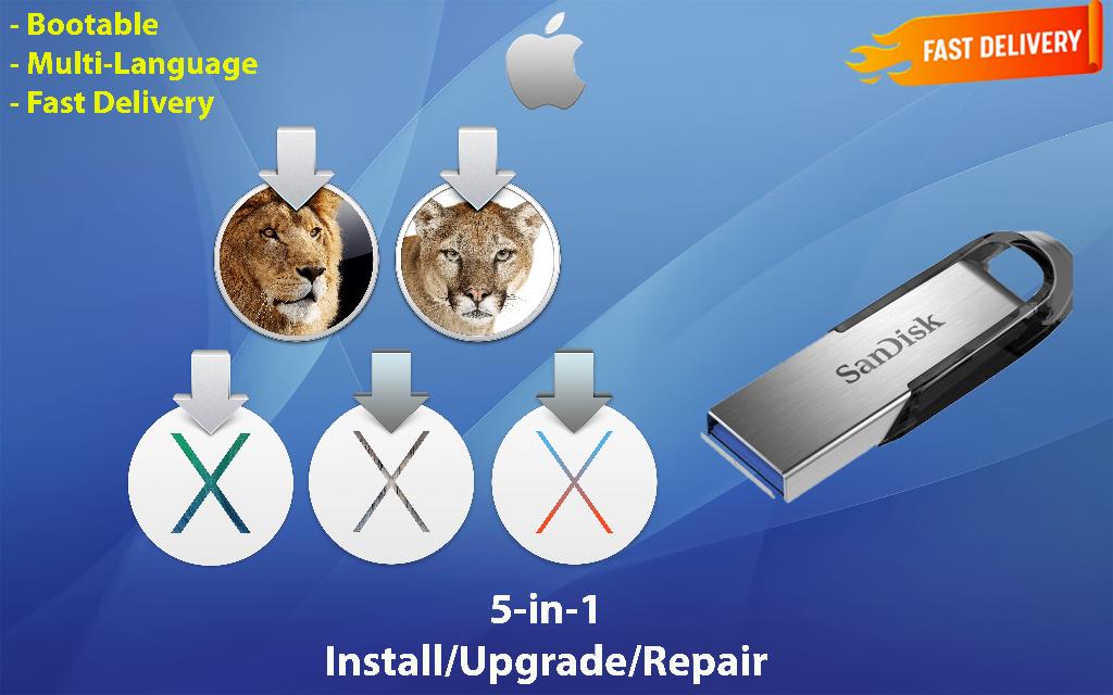 OSX / OS X / macOS 5in1 USB-Stick USB3.2 64GB 10.7.5-10.11.6, Computers en Software, Besturingssoftware, Ophalen of Verzenden