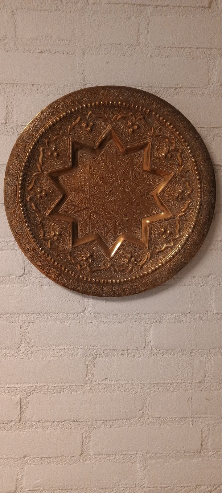 Decoratieve Marokkaanse koperen schaal/wanddecoratie, Ophalen of Verzenden