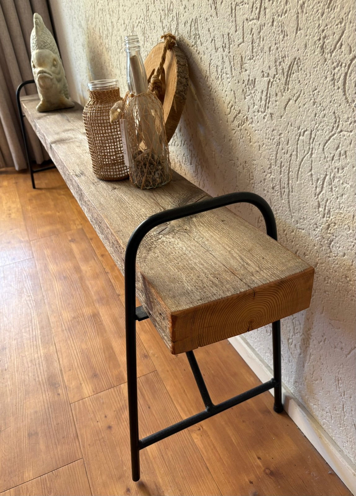 Site table / bankje teak hout zware kwaliteit, Huis en Inrichting, Ophalen, Bruin, Zo goed als nieuw, Eén