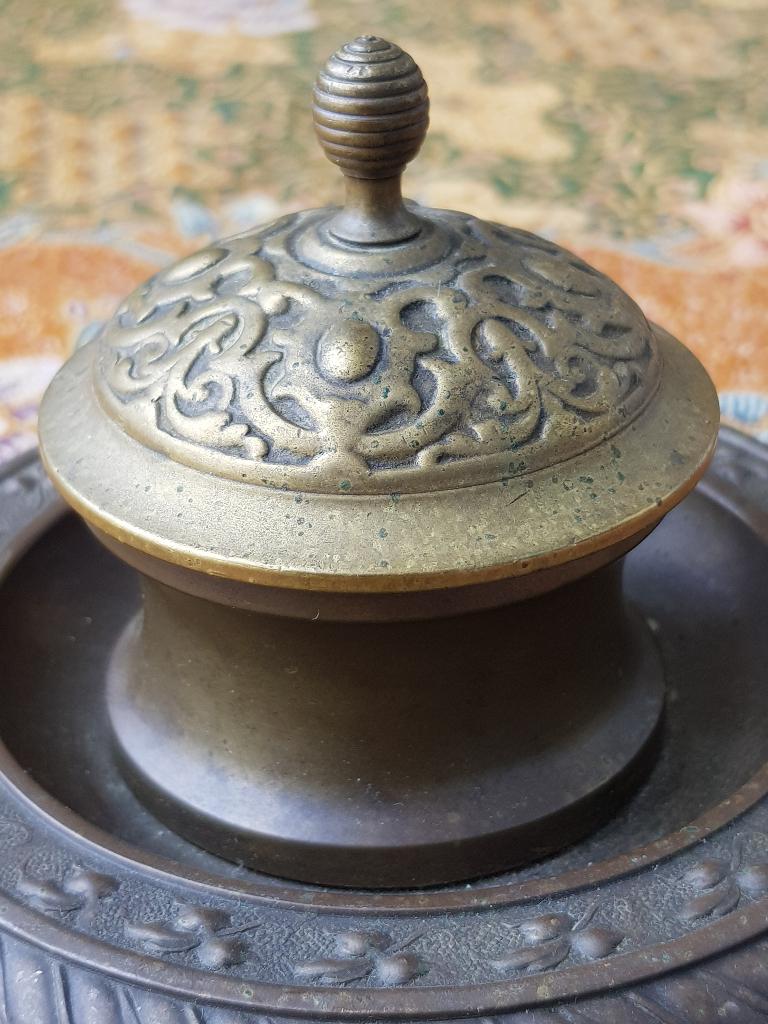 Mooie originele antieke inktpot uit Engeland 12 cm. uit 1890, Ophalen of Verzenden, Koper