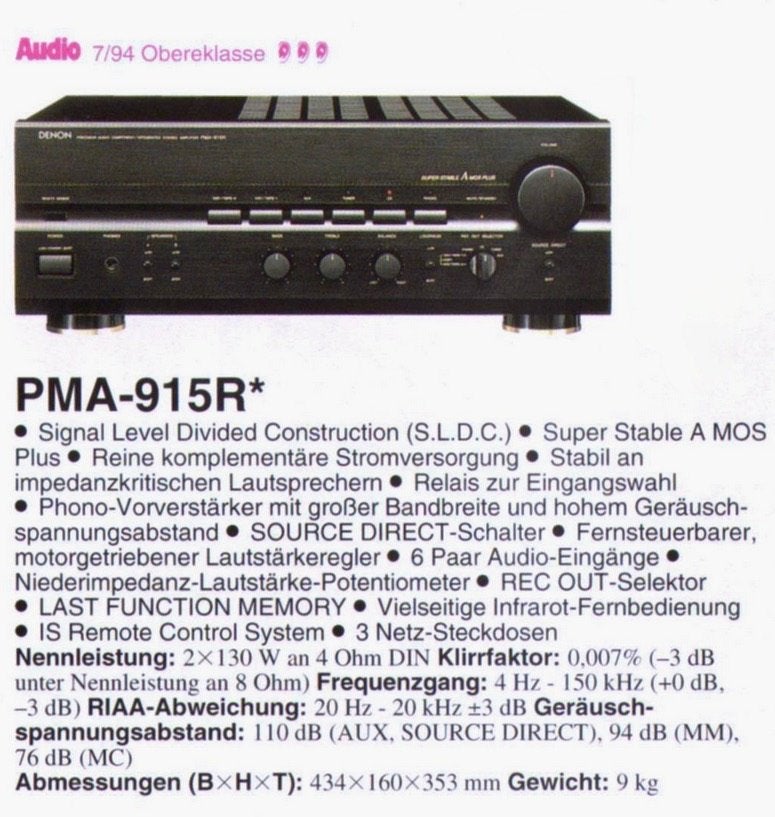 Mosfet A plus DENON PMA 915R met PHONO MM/MC, Ophalen, Gebruikt, Denon, 120 watt of meer