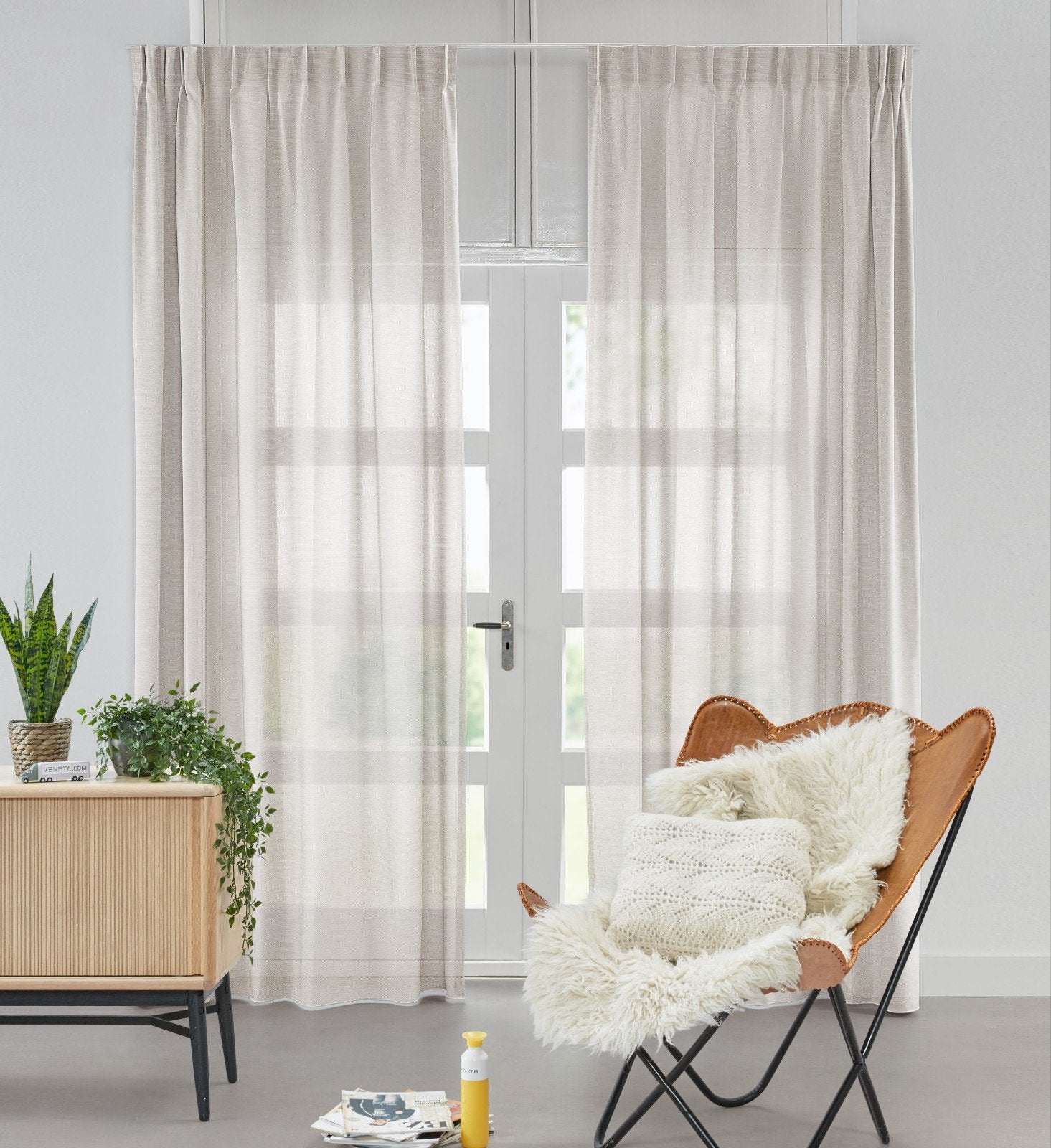 Ivoor vitrage voile met haken 200x133 (bxh) cm NIEUW, Vitrage, 200 cm, Met haken, Wit