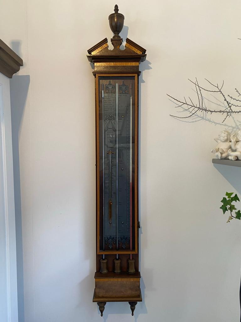Antieke Barometer/Weerstation - Hout en Glas, Ophalen, Zo goed als nieuw