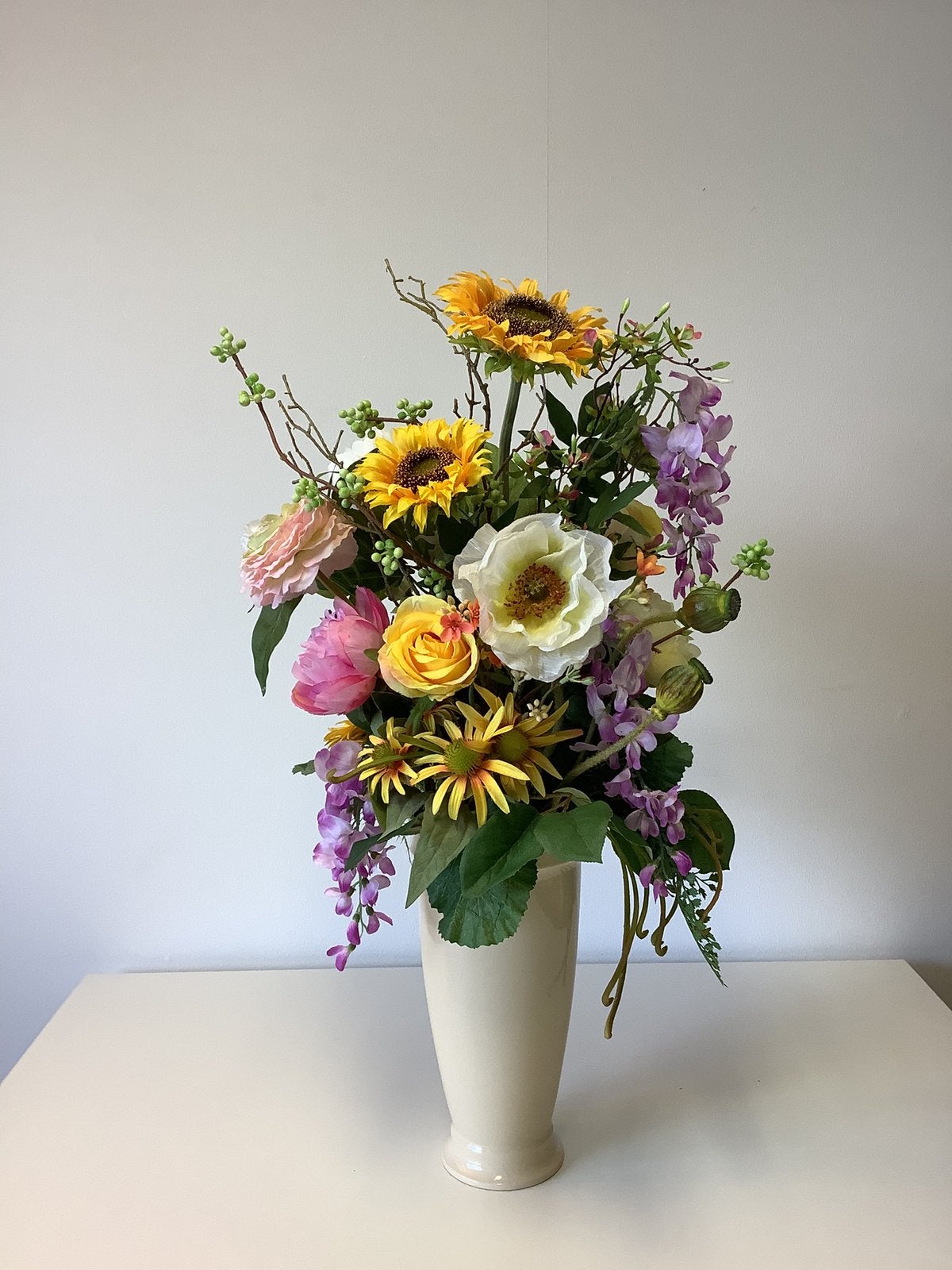 Leuk boeket met wisteria in stenen pot 75 hoog, Ophalen, Zo goed als nieuw