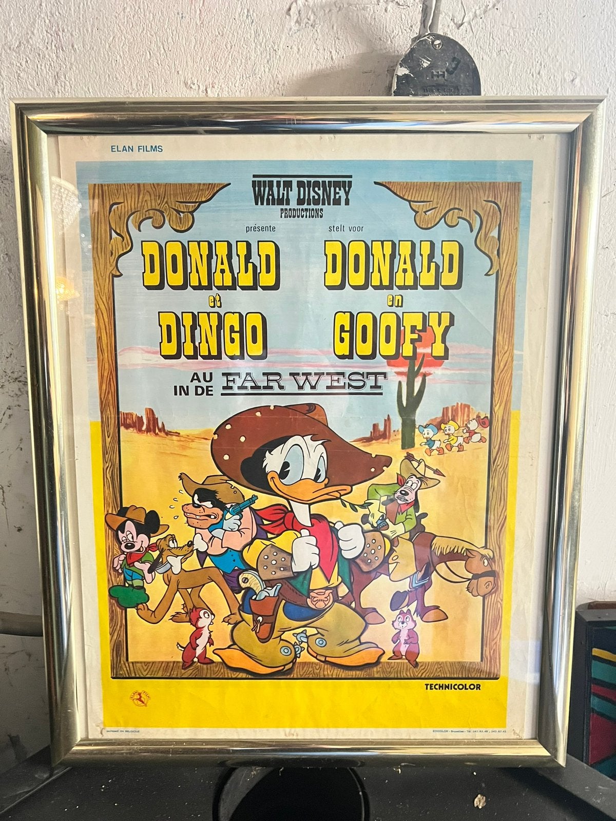 Prachtige Vintage Disney Bioscoopaffiche Ingelijst Jaren '70, Met lijst, Ophalen of Verzenden, Overige onderwerpen, Rechthoekig Staand