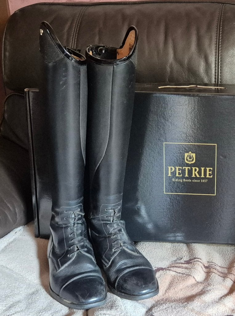 Zwarte rijlaarzen merk petrie M38, Gebruikt, Ritssluiting, Ophalen of Verzenden, Zwart