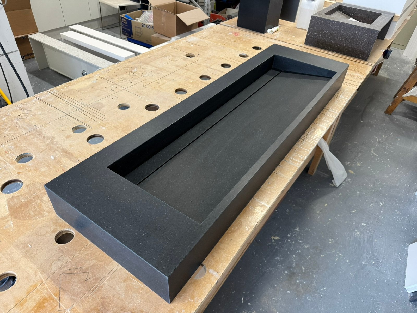 Hi-macs solid surface wastafel 1.50 mtr, Ophalen, 100 tot 150 cm, Nieuw, Minder dan 100 cm
