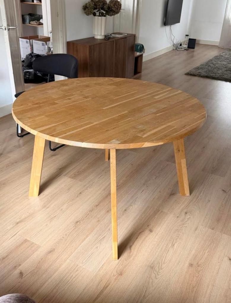 Ronde houten eettafel - Ophalen in Haarlem, Gebruikt, 100 tot 150 cm, Rond, Ophalen of Verzenden