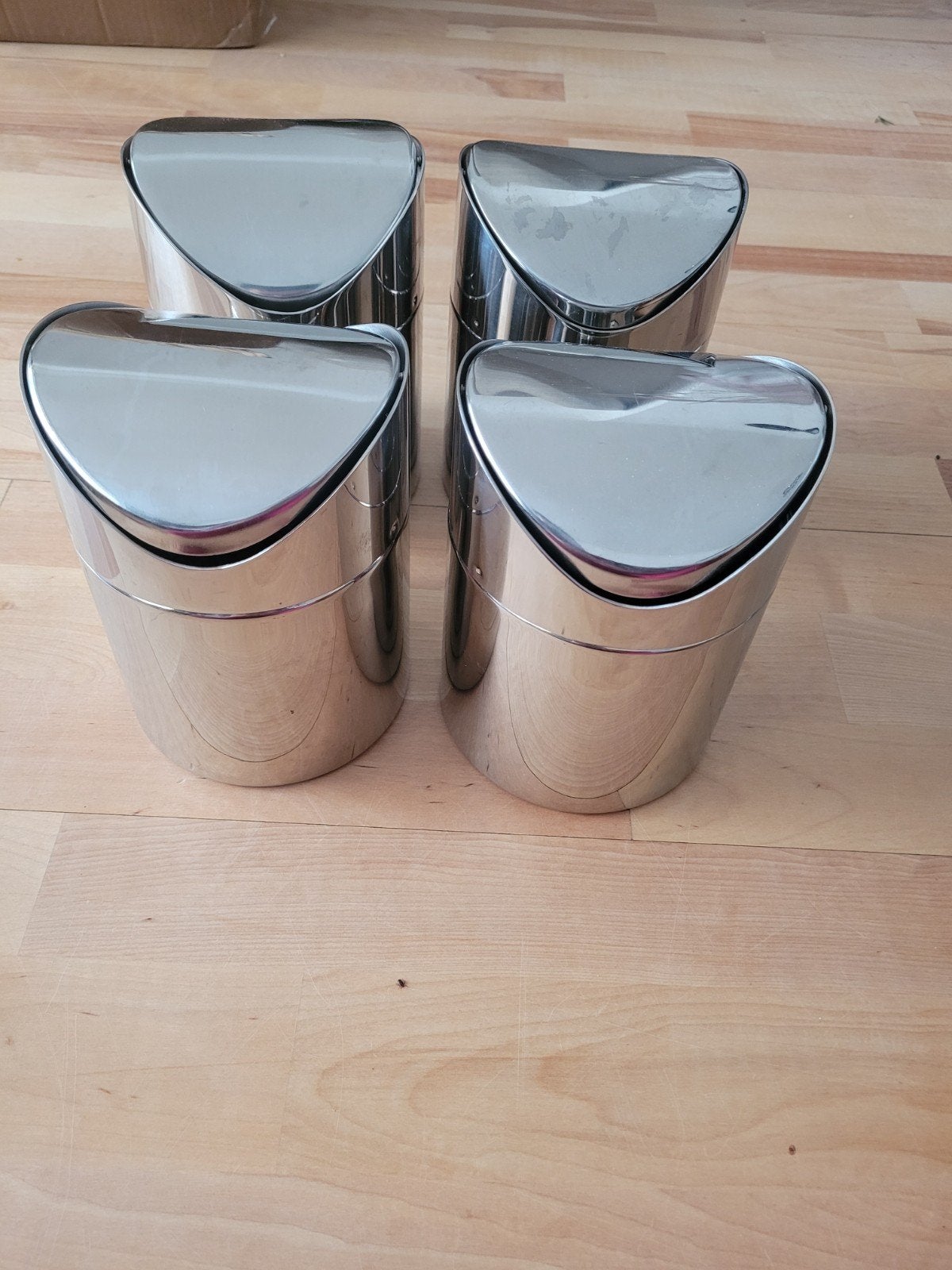 Set van 4 RVS mini prullenbakjes / tafelprullenbakjes, Huis en Inrichting, Woonaccessoires | Prullenbakken, Minder dan 10 liter