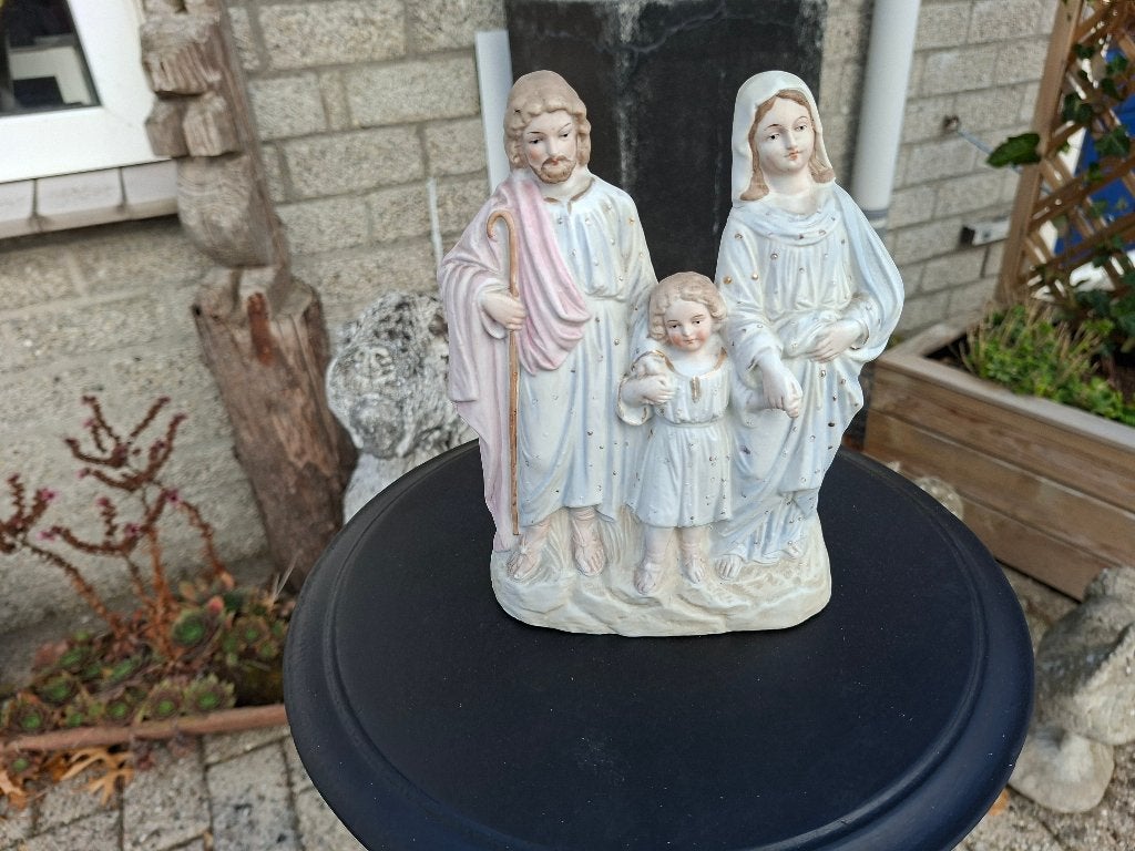 vintage oud beeld Maagd maria en kindje jezus en jozef, Ophalen of Verzenden