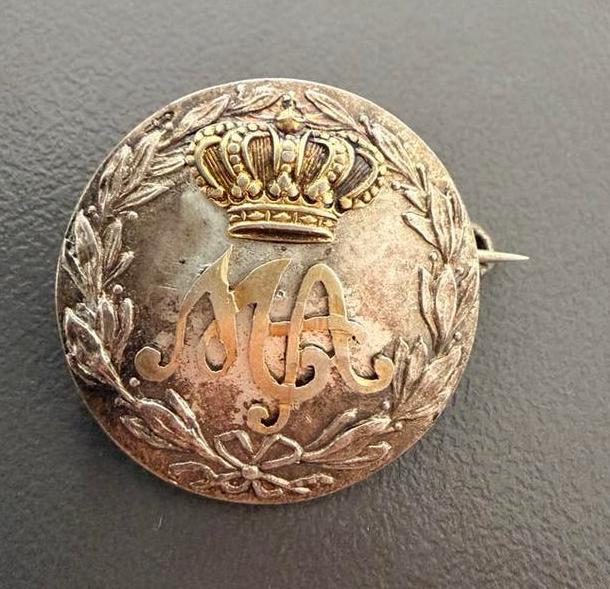 Zilveren Livreiknoop NKH hanger broche kroon en initialen, Overige materialen, 4 tot 7 cm, Gebruikt, Verzenden