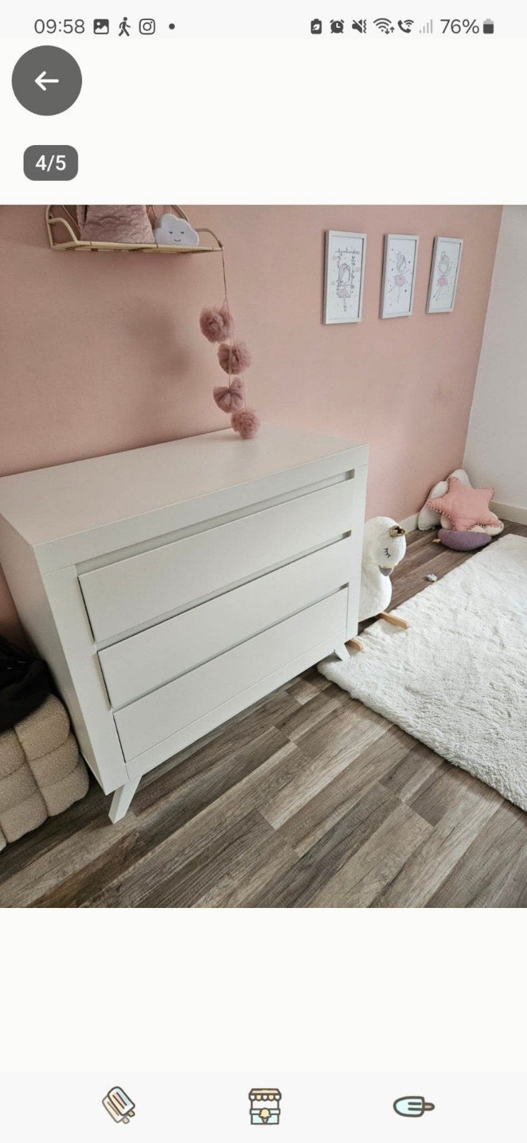 Bopita commode met 3 lades - Wit (nieuwprijs 599,-), Ophalen, Gebruikt, 50 tot 70 cm, 100 cm of meer