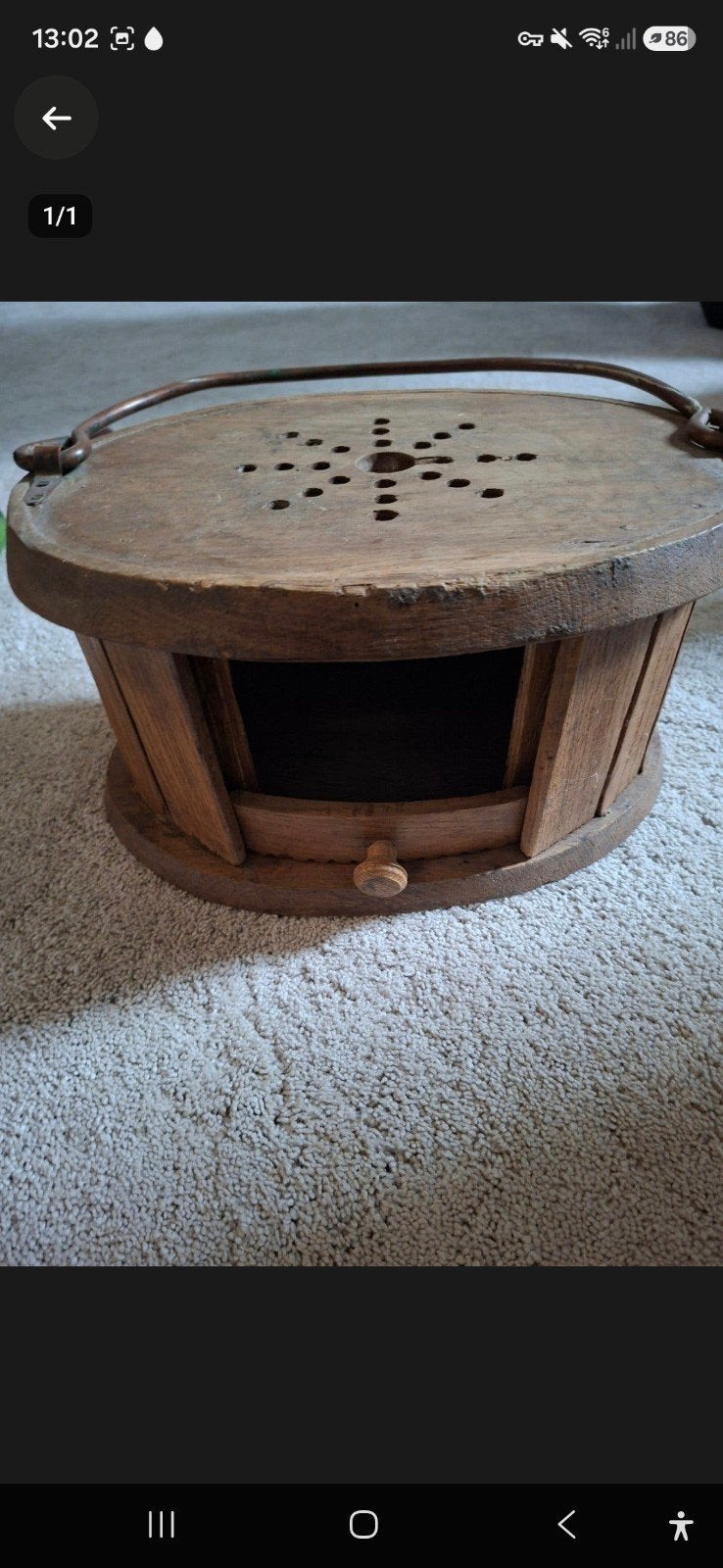 Antieke houten stoof - Voetenwarmer, Antiek en Kunst, Ophalen