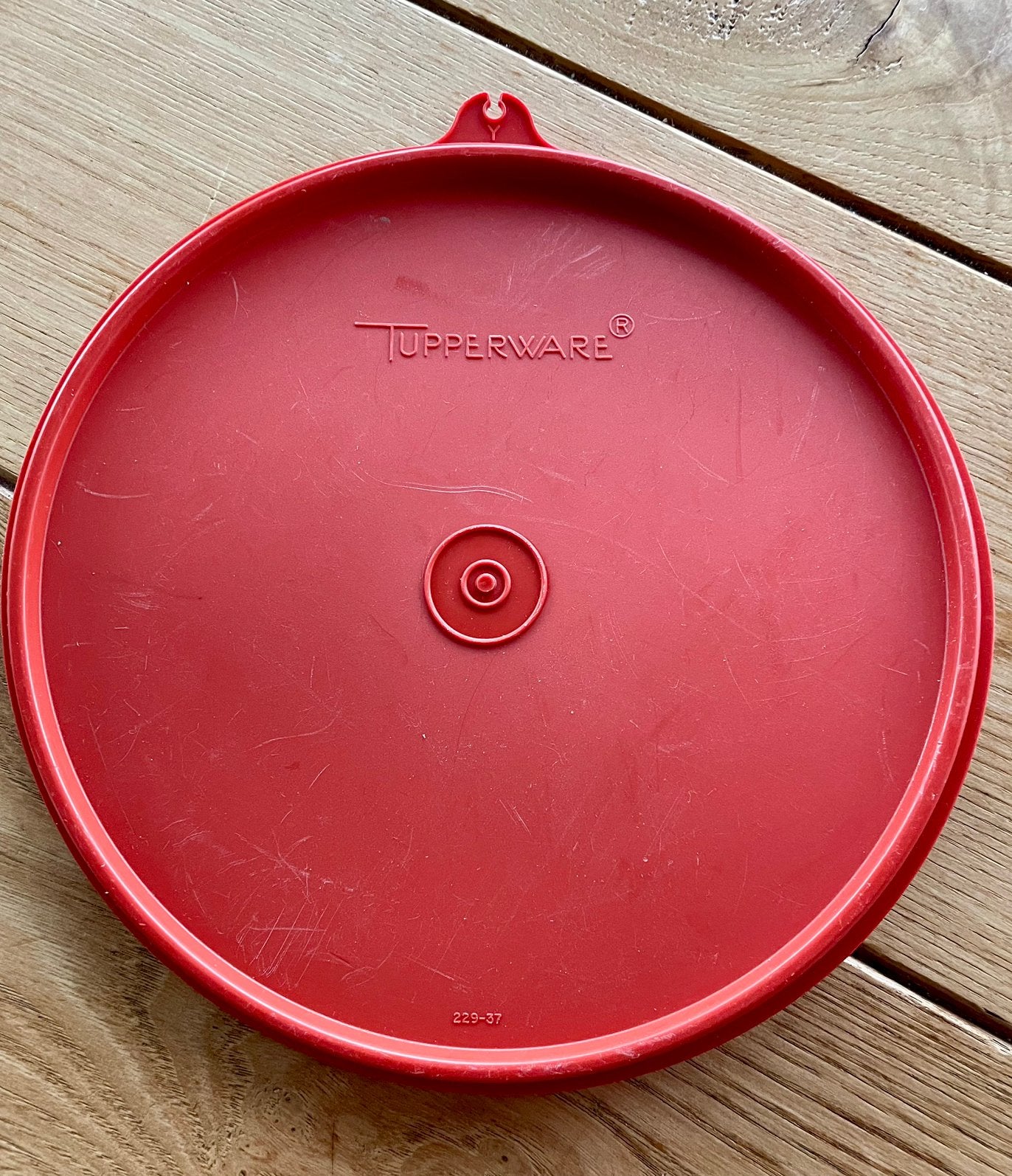 Tupperware deksel, oranjerood, 20 cm doorsnede, Ophalen of Verzenden, Gebruikt, Rood, Overige typen
