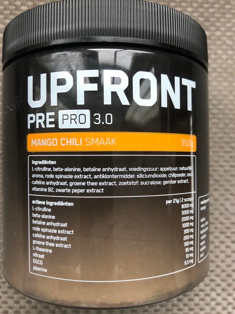UPFRONT PRE PRO 3.0 Mango Chili Smaak Pre-Workout, Sport en Fitness, Ophalen of Verzenden, Nieuw, Poeder of Drank