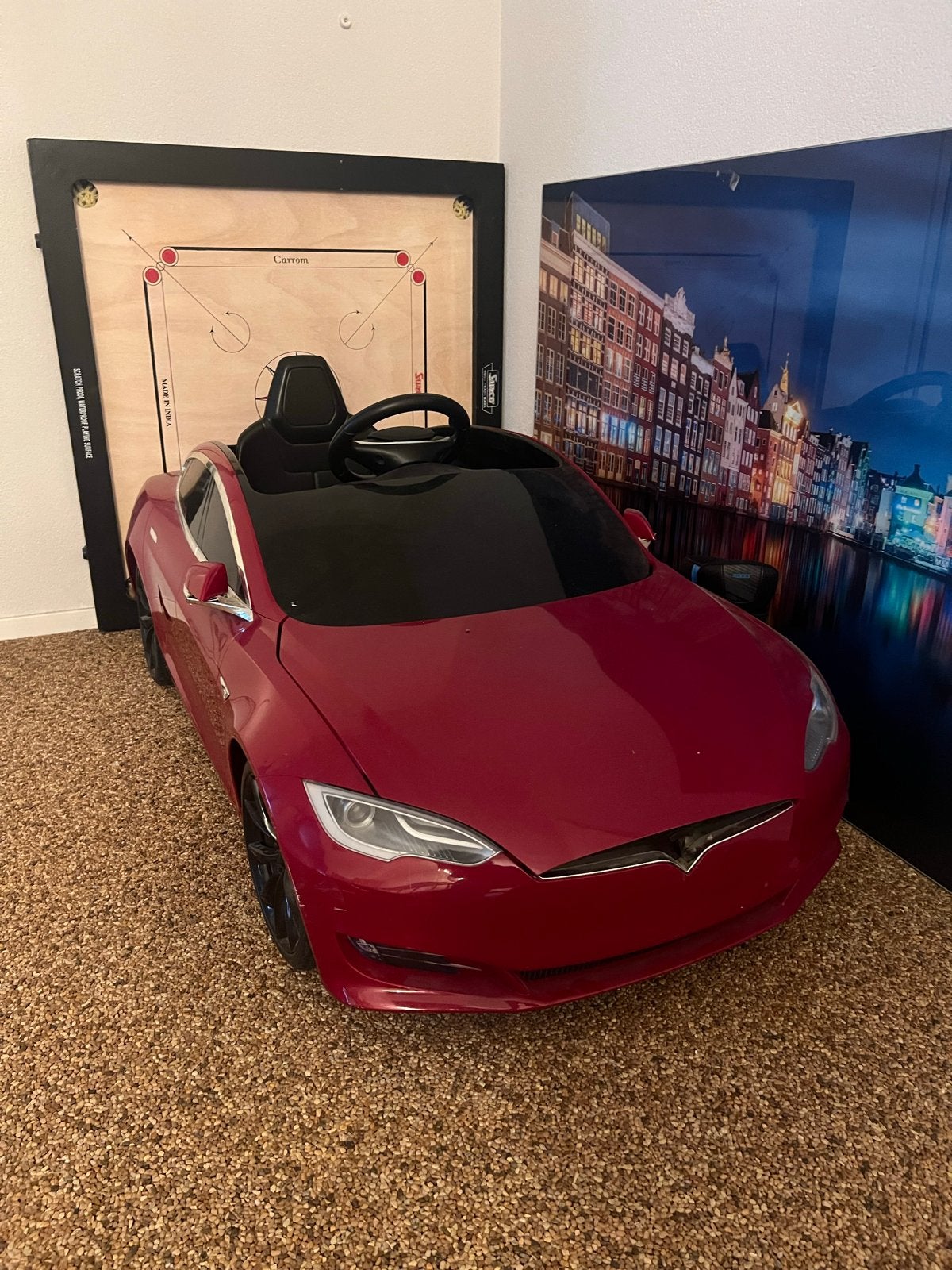Rode Tesla Model S elektrische kinderauto, Ophalen, Gebruikt