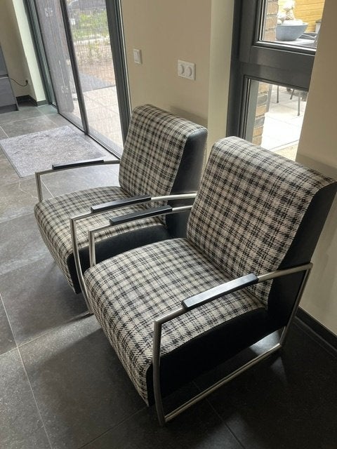 Twee Montel fauteuils in stof, Ophalen, Gebruikt, 75 tot 100 cm, Stof