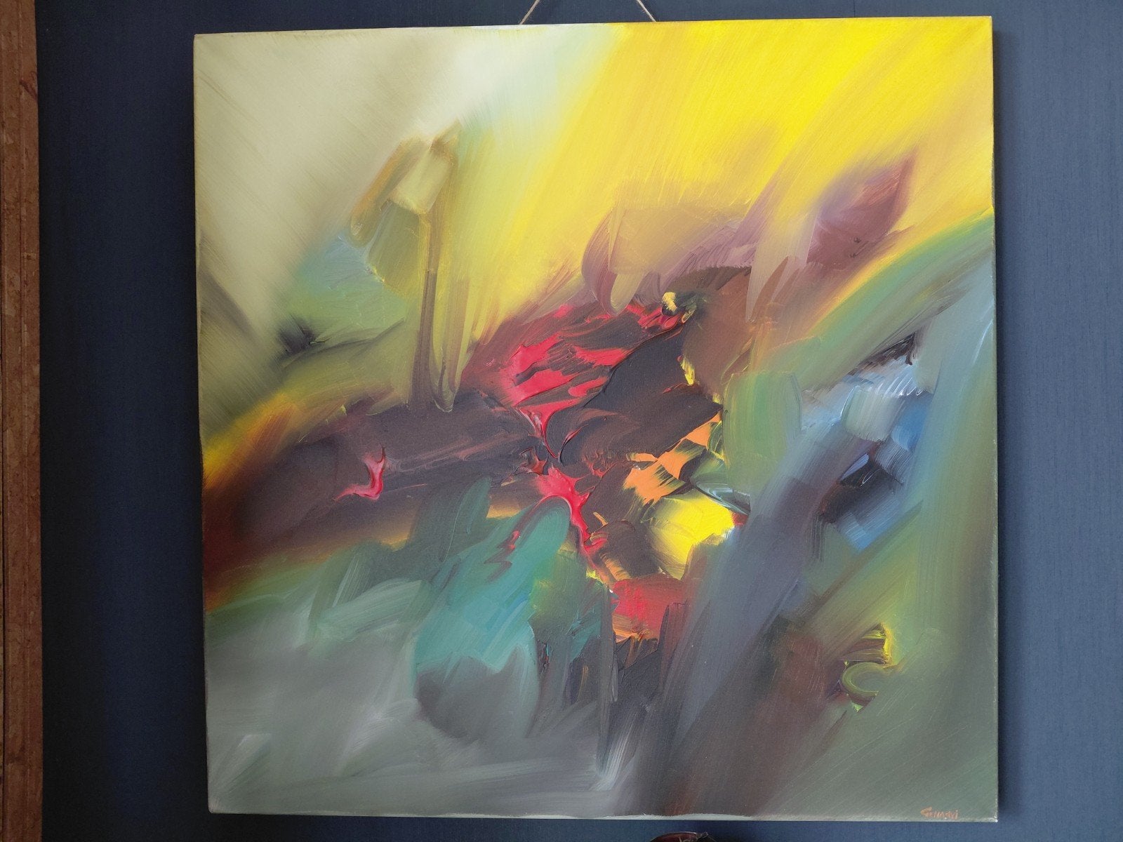 Abstract Schilderij Gena Genadyi - Kleurrijk en Expressief, Ophalen