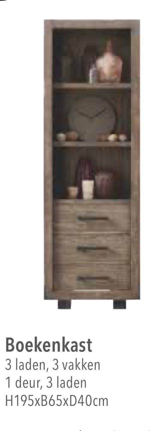 Boekenkast Pronto Alesio - H195xB65xD40cm, Gebruikt, Met lade(s), 150 tot 200 cm, 25 tot 50 cm