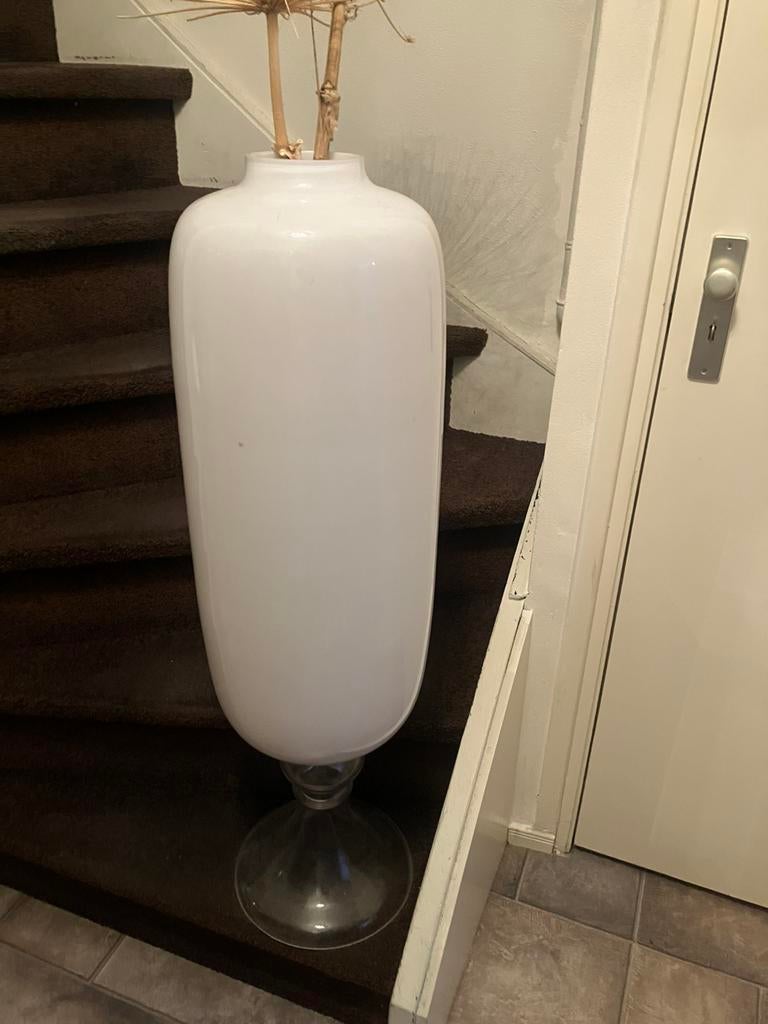 Glazen vaas 1 meter hoog, Ophalen, Wit, 75 cm of meer, Glas