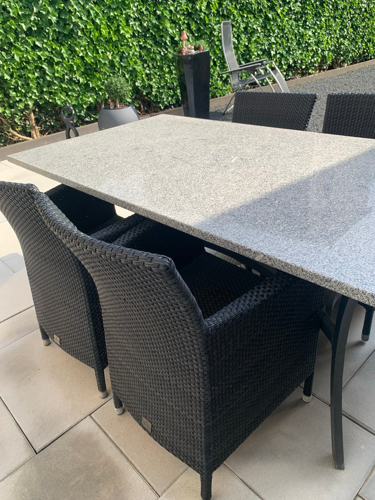 4 Seasons Outdoor tuinset met granieten tafel en 4 stoelen, Tuin en Terras, Ophalen, 4 zitplaatsen, Gebruikt, Eettafel