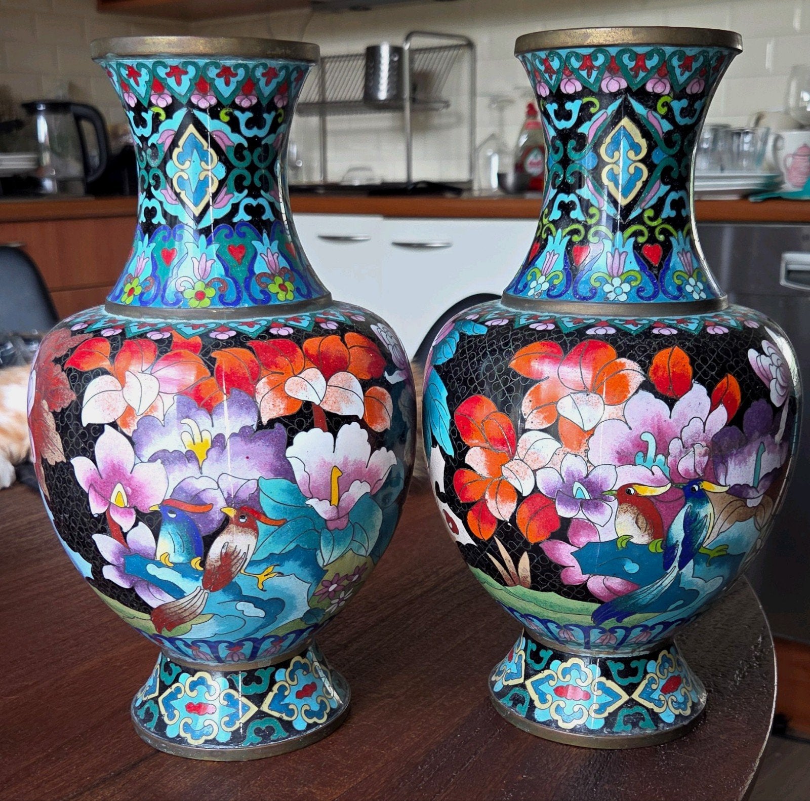 2 Cloisonné Vazen, Ophalen of Verzenden