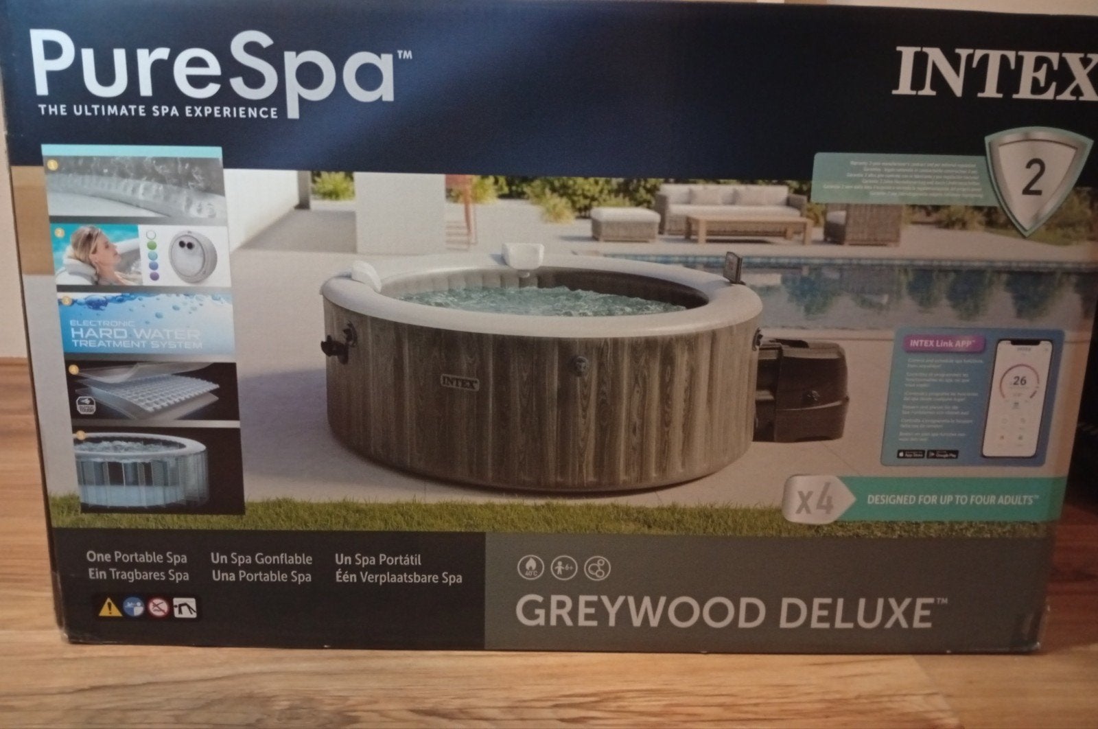 Intex PureSpa Greywood Deluxe opblaasbare jacuzzi NIEUW, Ophalen, Nieuw, Filter, Opblaasbaar